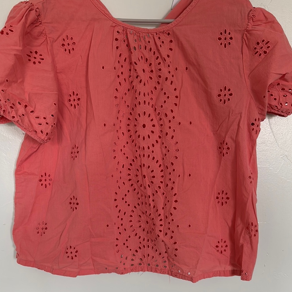 Women's Coral Eyelet Top